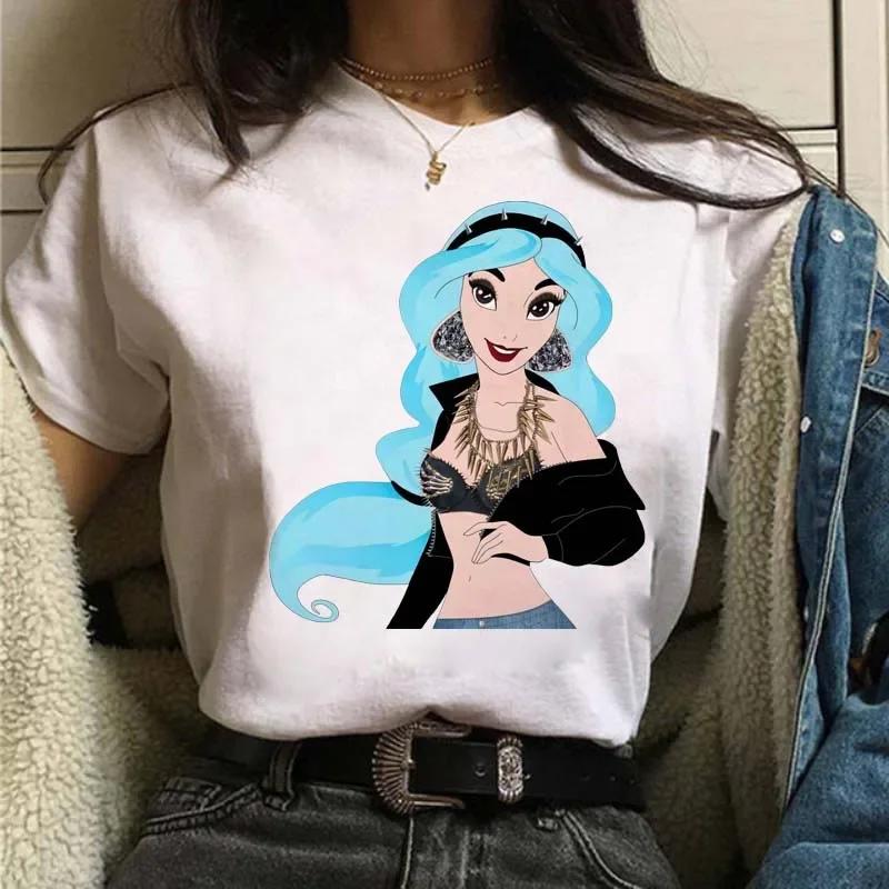 Punk Princess Printed Tshirt Cute Pattern Tee Mermaid Ariel Kawaii Girls TShirt Summer Womens Tops Harajuku T Shirt