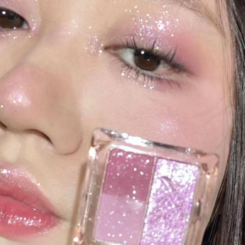 Ice Grape Pink Purple Eyeshadow Palette Glitter Pearl Shimmer Brightening for Student Fair Skin Portable Gift Set