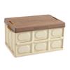 Collapsible Storage Bin Container with Wooden Lid for Indoor Fishing Outdoor
