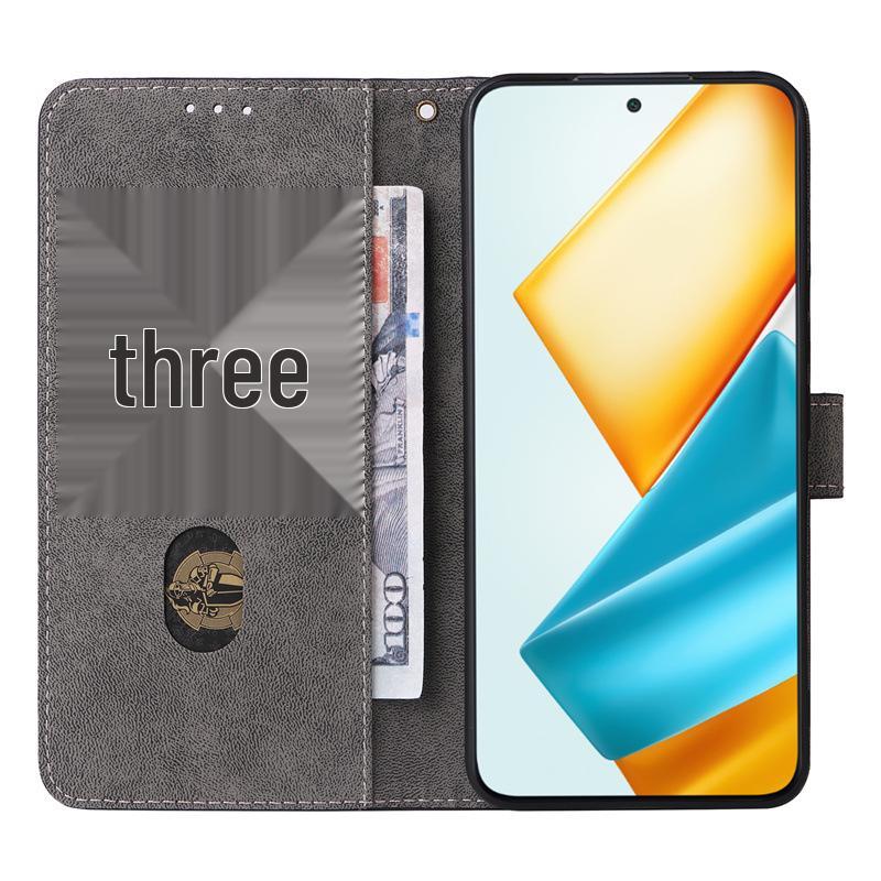 Compatible with Honor 90 GT 5G Phone: Leather Case with Card Holder, Stand, and Lanyard.