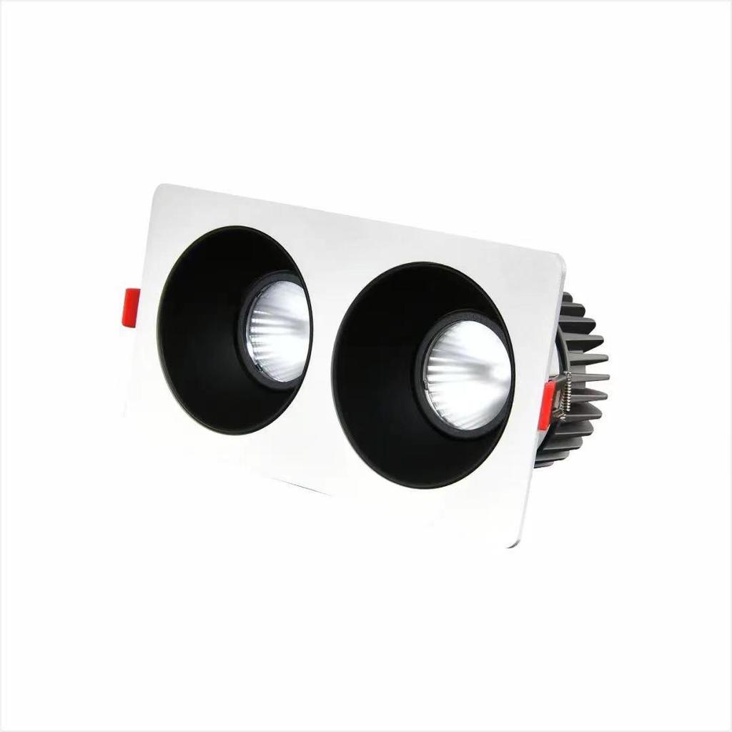 Double-Headed COB Narrow Bezel Wall Washer & Downlight, Anti-Glare Square Grid Spotlight for Hotels & Living Rooms