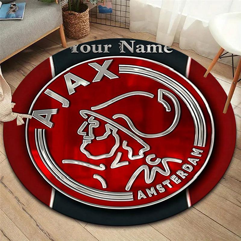 AFC Ajax Custom Name Round Area Rug,Carpet Rug for Living Room Bedroom Sofa Playroom Decor,Non-slip Floor Mat