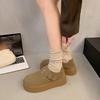 Muffin thick-soled all-inclusive snow boots 2025 autumn and winter new popular height increase versatile one-pedal loafer velvet cotton shoes