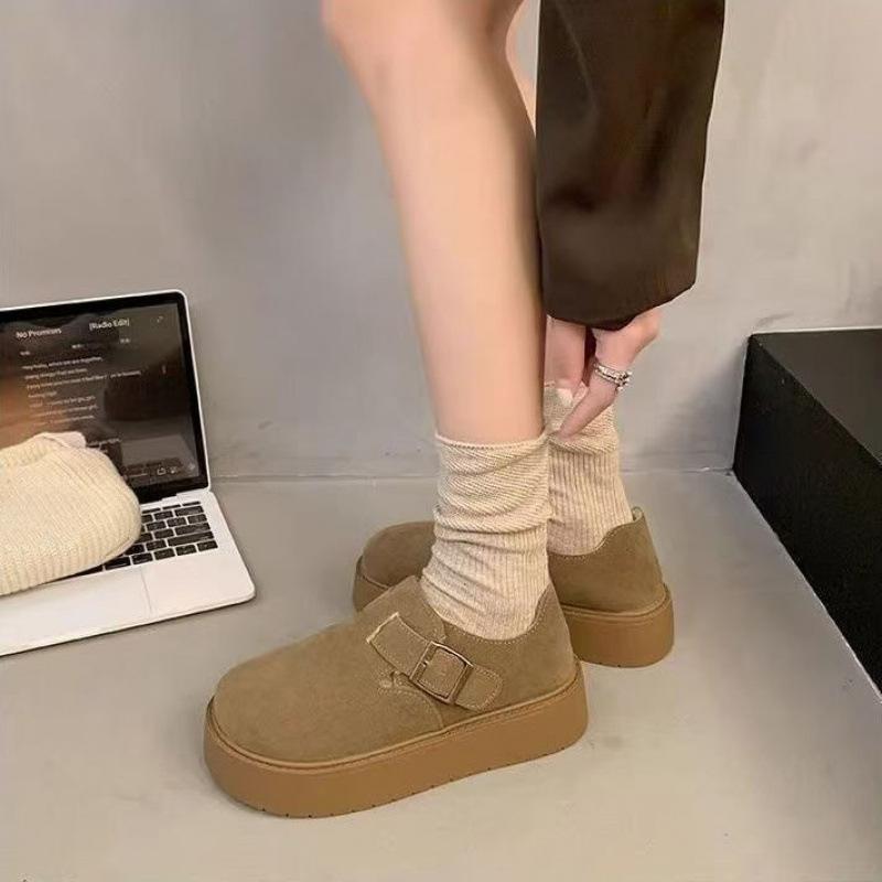 Muffin thick-soled all-inclusive snow boots 2025 autumn and winter new popular height increase versatile one-pedal loafer velvet cotton shoes