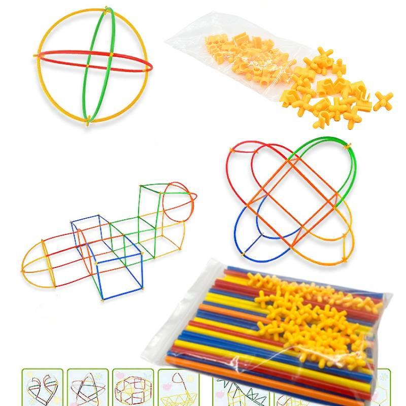 Straw Puzzle Children Intelligence Diy Parentchild Interactive Assembling Toys