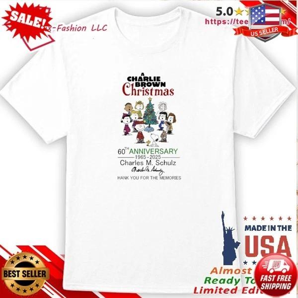 RARE Charlie Brown Christmas 60th Anniversary 1965-2025 Signature T-Shirt S-5XL L