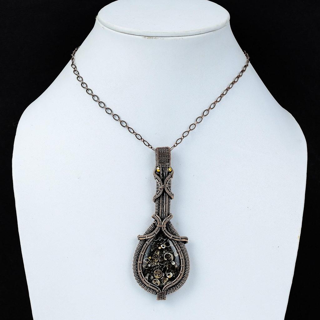 Turritella Fossil Edelstein Reiner Kupferdraht Umwickelt Handgefertigter Anhänger Schmuck Zum Geschenk