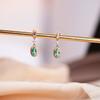 925 Sterling Silver Electroplated 18K Gold Retro Green Zircon Pendant Earrings for Women Fashion Temperament Jewelry Accessories