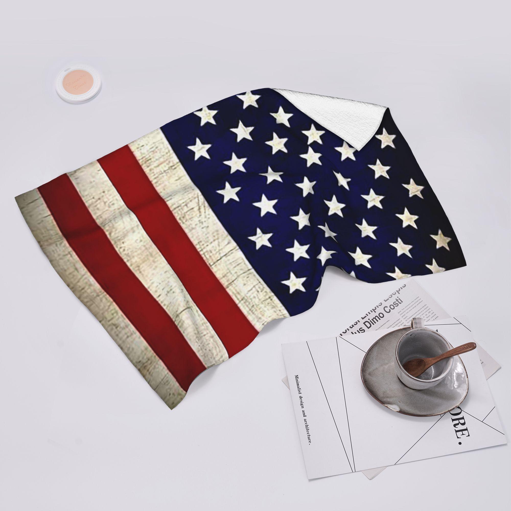 Lang Pattong White American Usflag Soft Face Towel Quick Dry Pool Bath Cotton Towels Breathable
