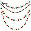 Christmas Tree Embellishment 78.8 Inch Pom Garland, Red Green White 20/30 Pompom Xmas Party Wall Decor Balls Garland Ornaments for Tree, Fireplace,