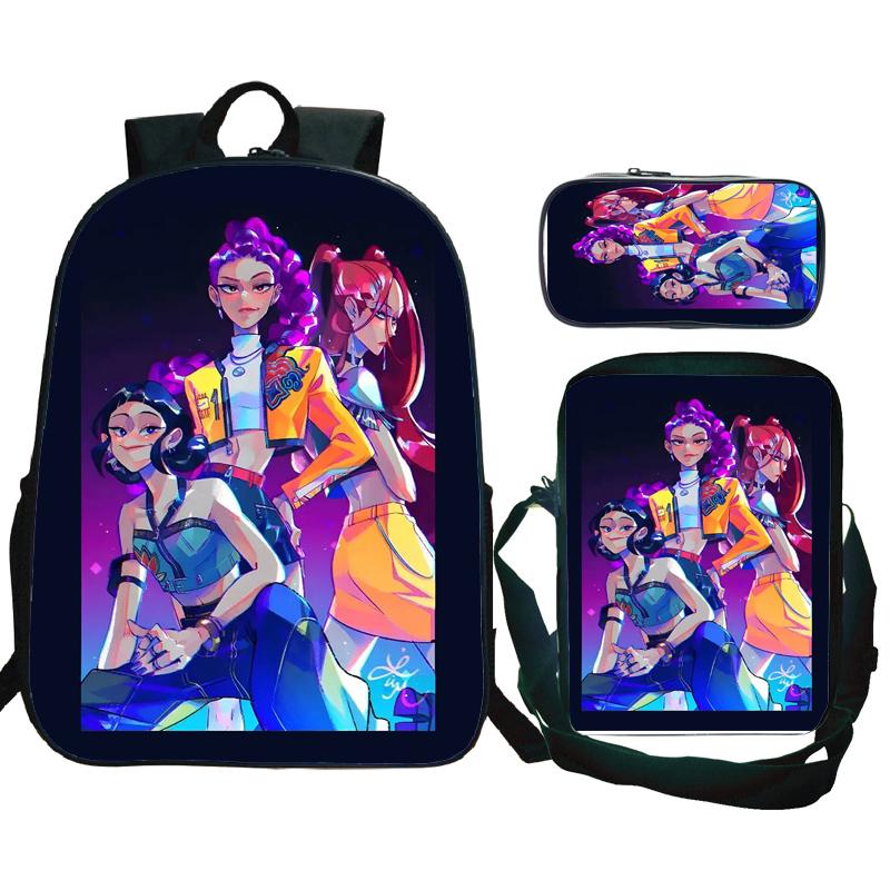 3tlg KPop Dämonenjäger Rucksäcke Huntrix Mädchen Kinder Studenten Schultaschen Zoey Rumi Mira Saja Jungen Kinder Schultaschen Unisex Mochila