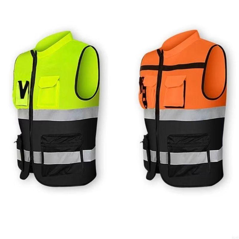 Hohe Sichtbarkeit Reflektierende Warnweste mit Tasche Outdoor Sicherheitskleidung Einheitsgröße Sicherheit Sicherheit Laufbekleidung Motorrad
