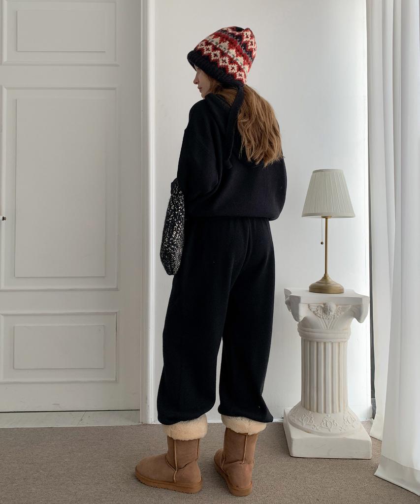 Baseukala [Set] Loose Fit Hoodie+Pants Knit Set-Up (4Colors)