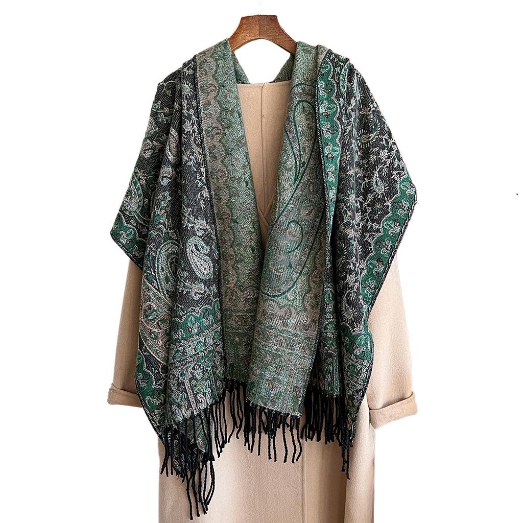 Scarf women's outer with ethnic style imitation cashmere shawl desert seaside travel warm cashew flower scarf thin