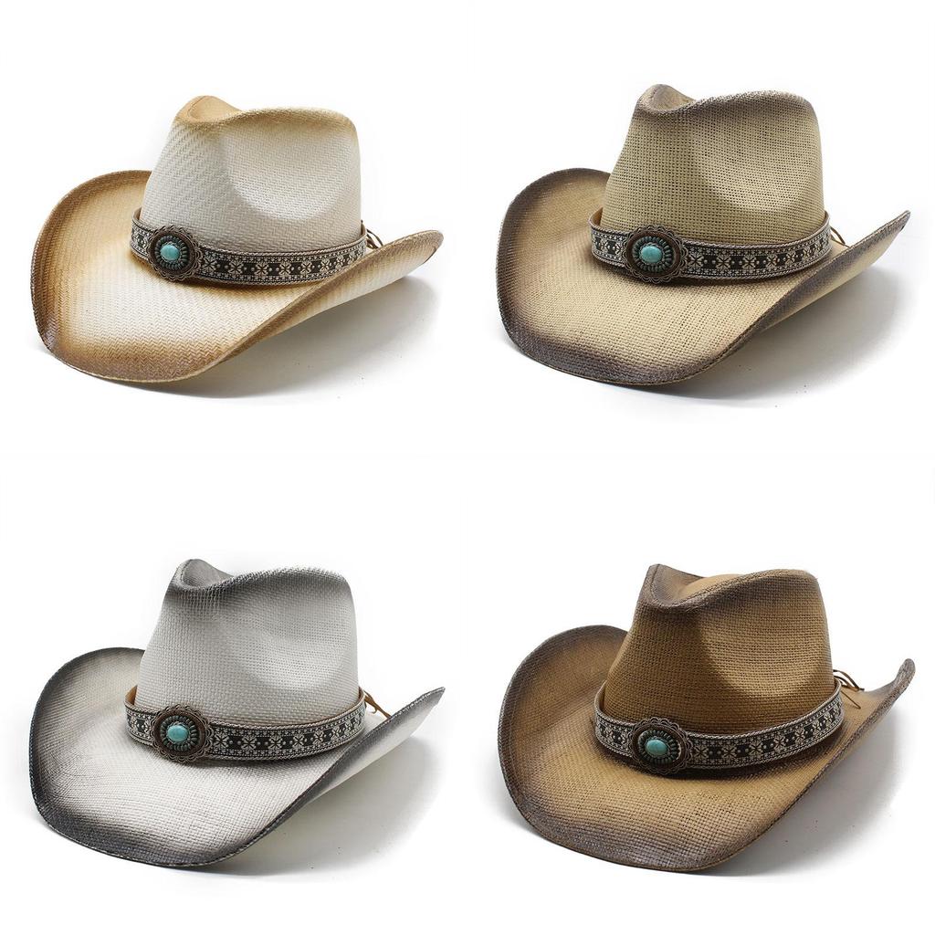 Ethnic Style Straw Hat With Wide Brim For Sun Protection And Breathability In Summer