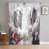 Landscape Ink Painting Chinese Style Sheer Tulle Window Curtains For Living Room Bedroom Kitchen Veiling Curtain Home Decoration