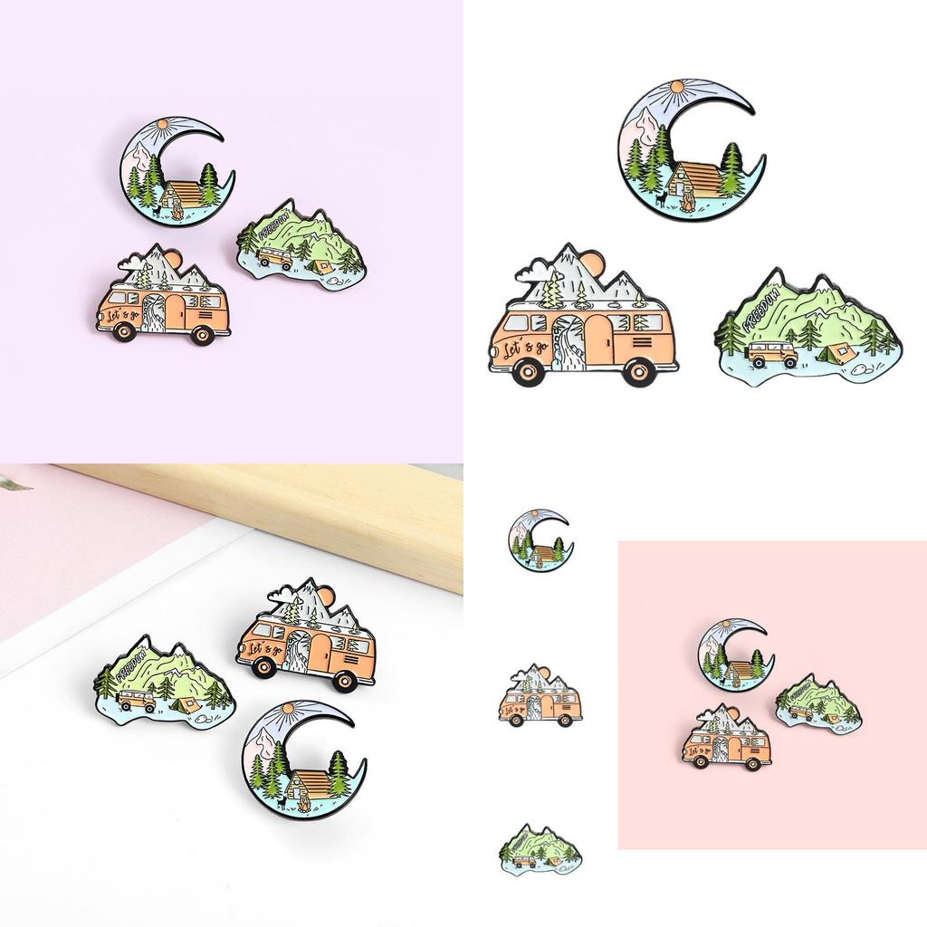 Elegant Mountain Themed Brooch With Colorful Enamel Coating Ideal For Fashion Accessories