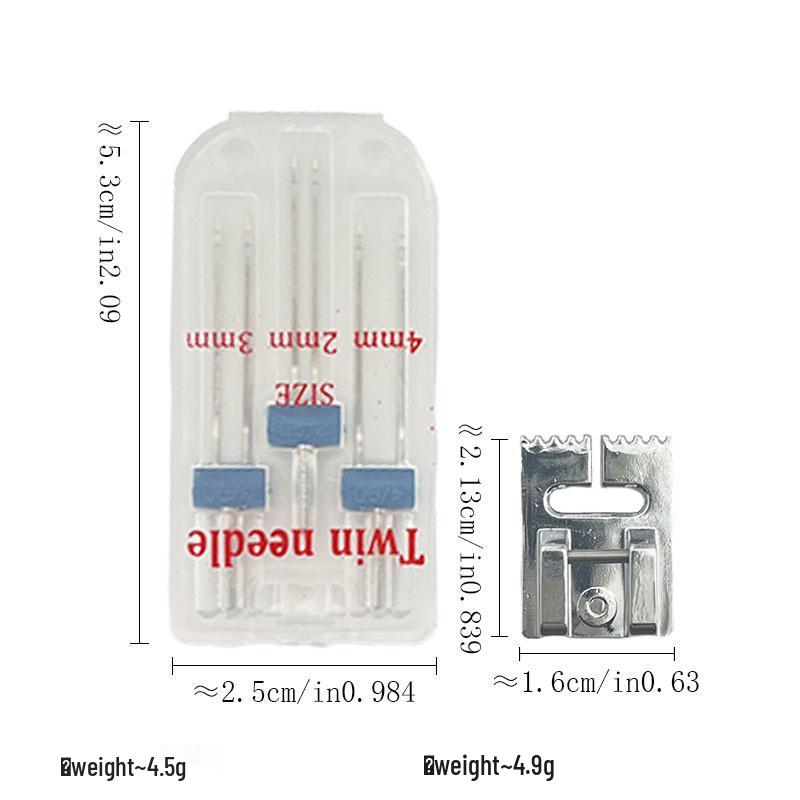 Twin Needle Sewing Machine Accessory Set: Includes Thickened Taco, Fine Taco, and 2/90, 3/90, 4/90mm Presser Foot.