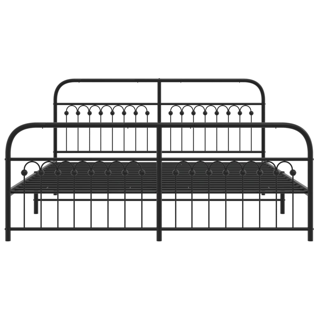 Metal Bed Frame with Headboard and Footboard Black 183 X 213 Cm
