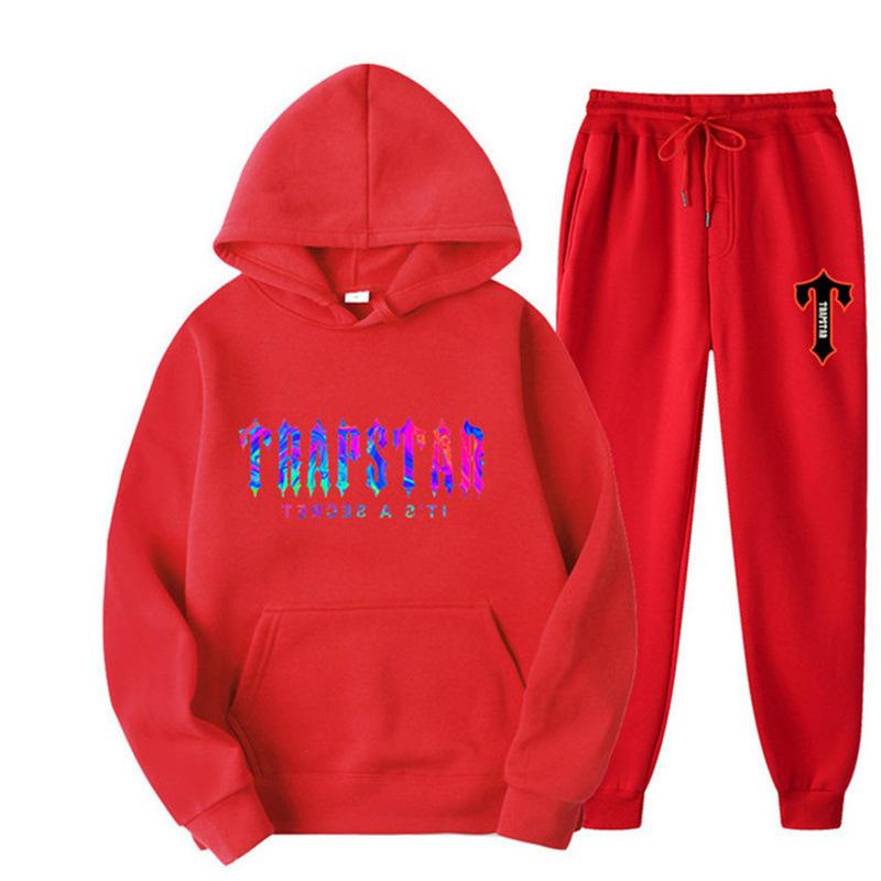 2023 New Letter Printing Men's and Women's Multi-color Warm Two-piece Set Loose Hoodie + Pants Jogging Set