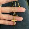New Authentic Gold Necklace Gold Plated Cross Necklace Women & Men Couple Jewelry Gifts