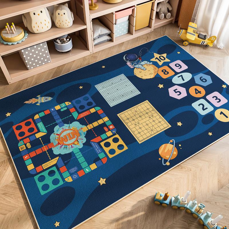 Cartoon Car Traffic Crystal Pile Carpet Children's Room Climbing Mat Home Non-Slip and Dirt Resistant Living Room Mat