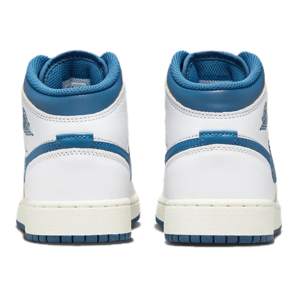 Air Jordan 1 Mid SE GS Industrial Blue Kids Sneakers White Sail FN7432-141