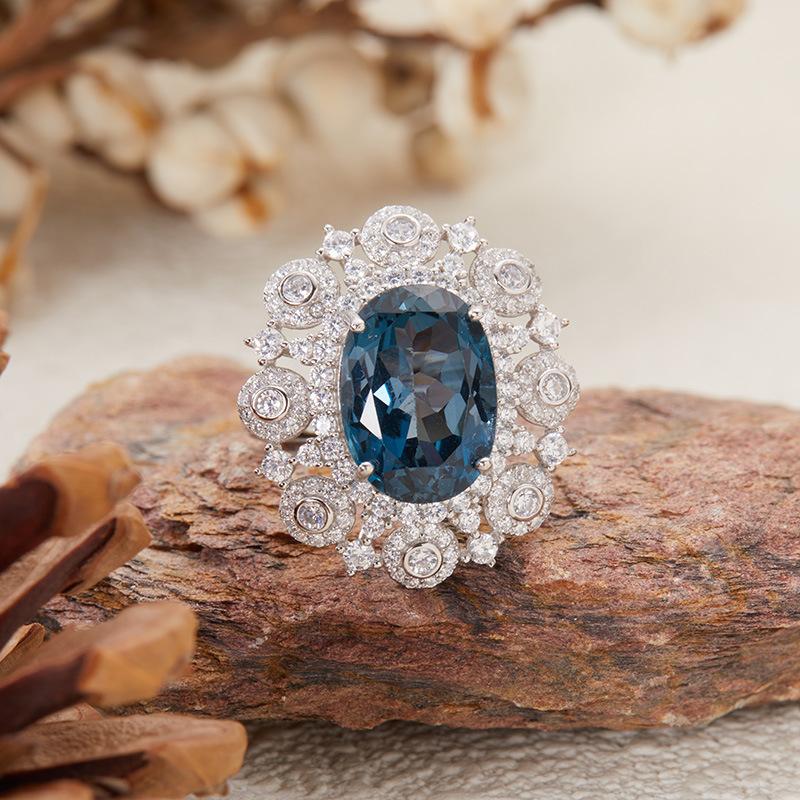 Natural Citrine Amethyst Topaz Ring Women Xiaohongshu S925 Silver Colored Jewelry