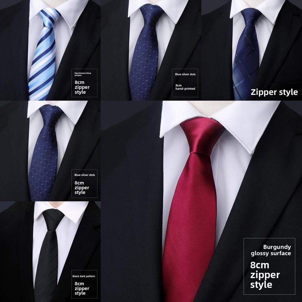 Men Kids Striped Pattern Tie With Zipper Closure For Formal Ceremonies