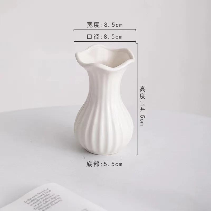 

Ваза в стиле ретро в скандинавском стиле, цветочная композиция, керамическая белая, высококачественная гидропонная роза, сухоцветы, украшение для дома