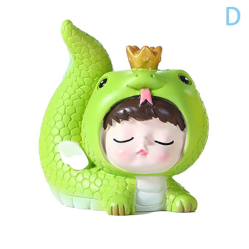 Cartoon Snake Baby Figurine Cake Toppers Ornament Festival 2025 New Year Decors Resins Snake Statue Desktop Shelf Decors