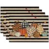 4/6pcs Fall Leopard Print Buffalo Plaid Thanksgiving Placemats for Farmhouse Style Kitchen Dining Room for Seasonal Everyday Holiday Decor Home