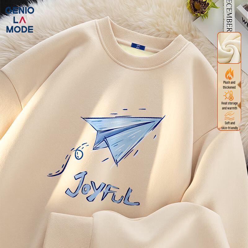 GENIOLAMODE Men's Fleece-Lined Crew Neck Sweatshirt