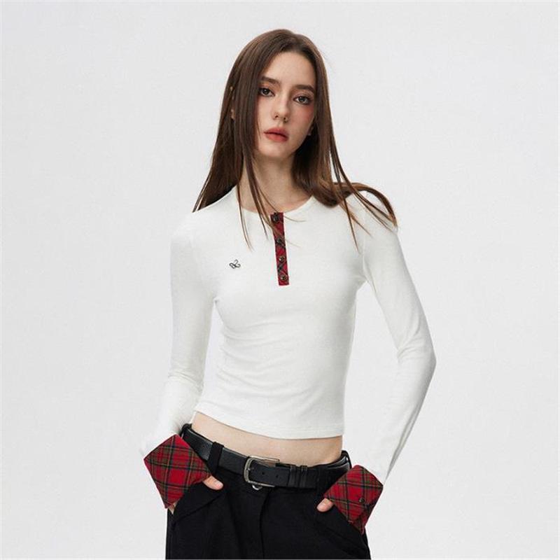 

Women s Black Plaid Patchwork Knitted Long Sleeve Shirt: Early Autumn Collection S білий