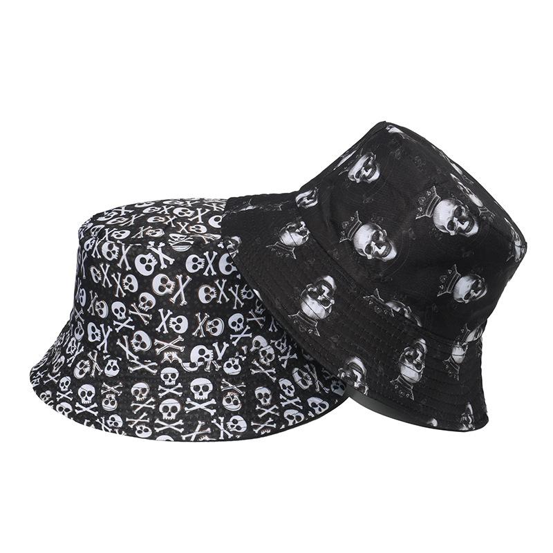 Fashionable Ghost Head Hole Head Fisherman Hat Hip-Hop Basin Hat Trendy Sun Shading Hat Warm Hat