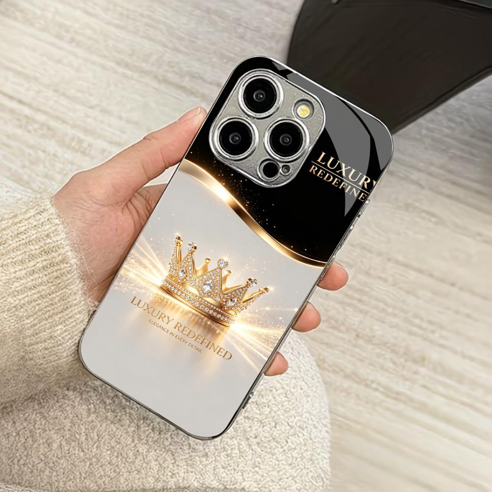 Simplicity Luxury-Style Crown phone case for funda iphone for iphone 17 pro max cover glass for iPhone 17 16 15 14 13pm Pro Plus