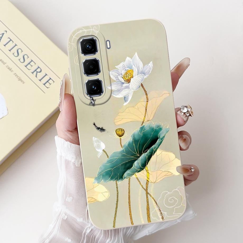 For Infinix Hot 50 Pro+ Hot50 Pro Hot 50 Pro Plus 4G Phone Case Soft Silicone Back Cover Love Heart Girly Flower Painting Fundas