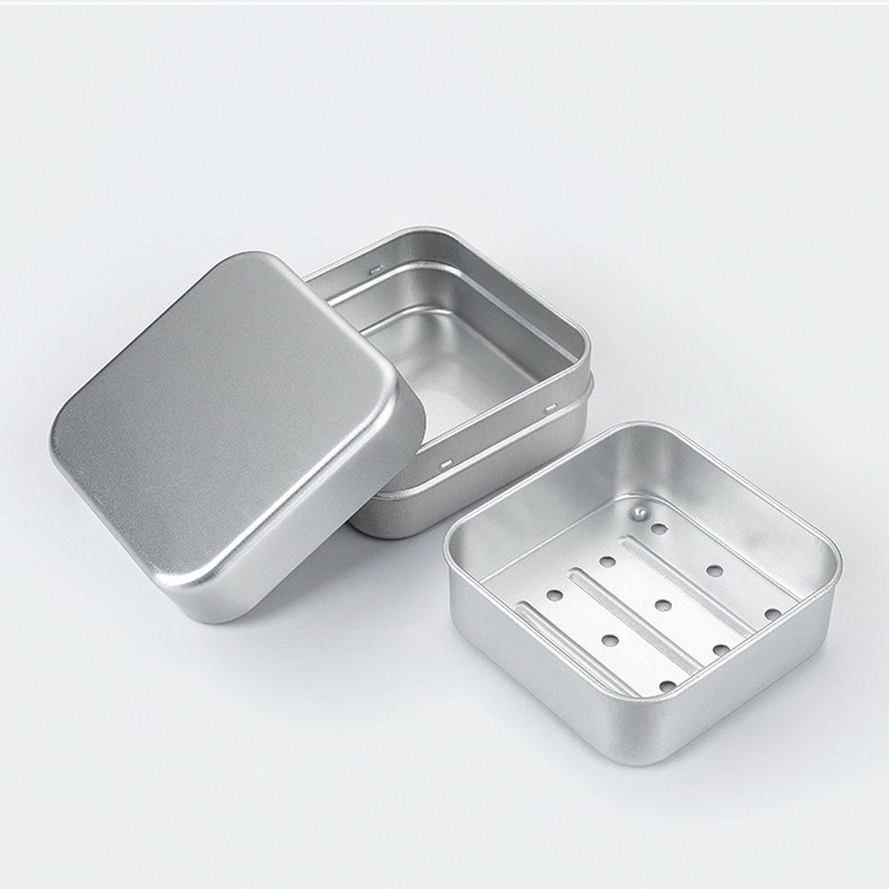 Portable Aluminum Drain Box Double-layer Travel Water Filter Soap Box Square Storage Container