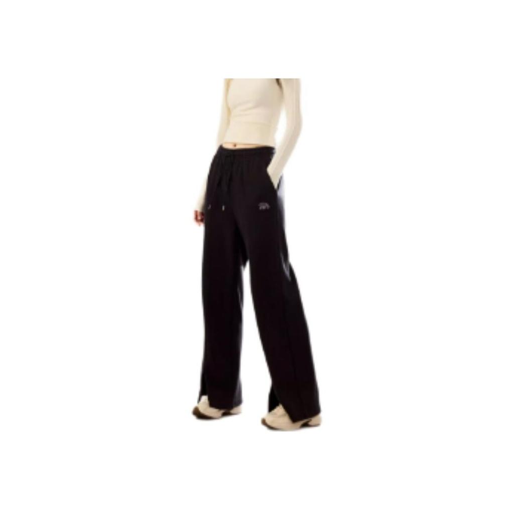 Anta Comfortable Solid Color Lace-Up Casual Pants Women Bottoms Black 962448303-2