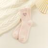 Love Embroidered Mink Velvet Socks Women's Autumn and Winter Medium Tube Socks Thickened Plush Sweet Sleep Floor Confinement Socks