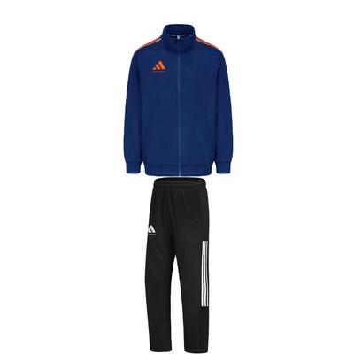 Taekwondo Stand Yaka Fermuarlı Uzun Kollu Ceket Rahat Moda Uzun Pantolon Günlük Spor Takım Elbise Unisex Spor Giyim TR90JT-BUOG+TR90PT-BW