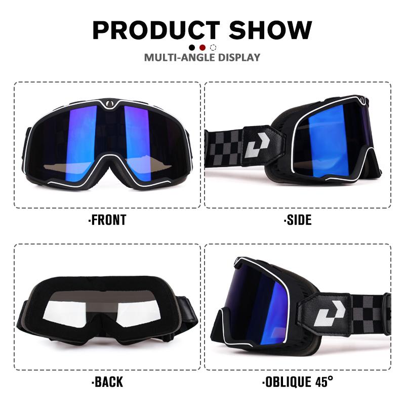 Vintage Fahrbrille Skibrille Sonnenbrille ATV-Brille Rutschfestes Band Anti-UV Cafe Racer Chopper Radfahren Rennen Kostenloser Versand