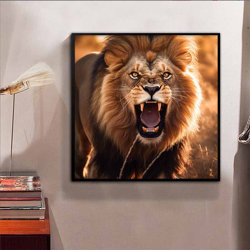 New Arrival 5D DIY Full Circle Diamond Painting "Lion" Embroidery Cross Stitch Home Decor Gift