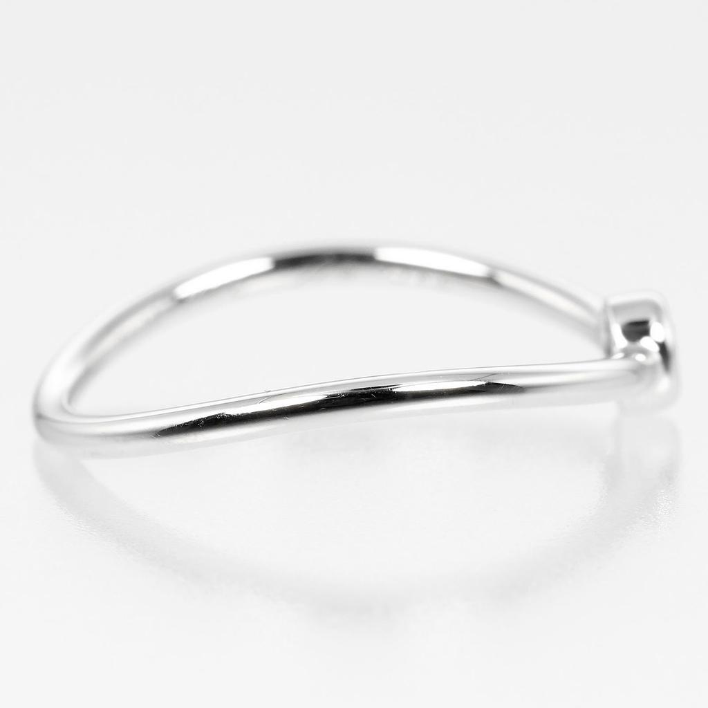 TIFFANY&Co. Wave single low Ring Pt950Platinum/diamond #3.7(US Size) 1.4g Women Used