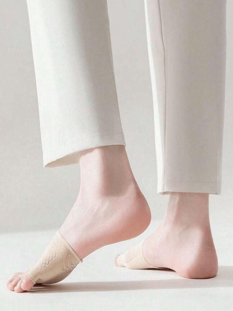 Cotton Half-Toe Five-Finger Women's Invisible Thin High-Heeled Shoes with Front Opening Socks and Non-Slip Insoles