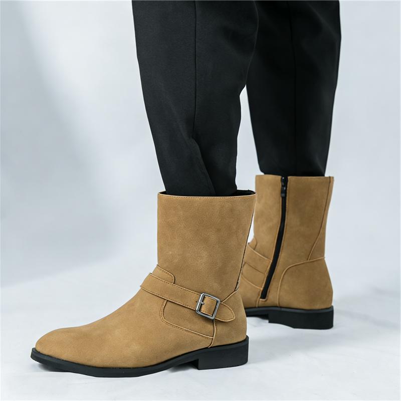 Winter Fashion New Pointed Suede Leather Chelsea Ankle Boots for Men Designer Casual Luxury Brand High-top Shoes Zapatos Hombre