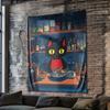 Cartoon Black Cat Kitchen Digital printing polyester wall tapestry suitable for use in living rooms bedrooms offices bars party