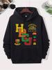 Trendy Men's and Women's Hooded Sweater, Classic Black Jumper with Kangaroo Pocket, Cotton Blend Fabric, Suitable for Game Day and Daily Casual Wear,