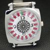 HAND-WINDING SWISS MENS VINTAGE POKER FACE REFURBISHED WHITE WATCH a700909-5 R205a-a700909