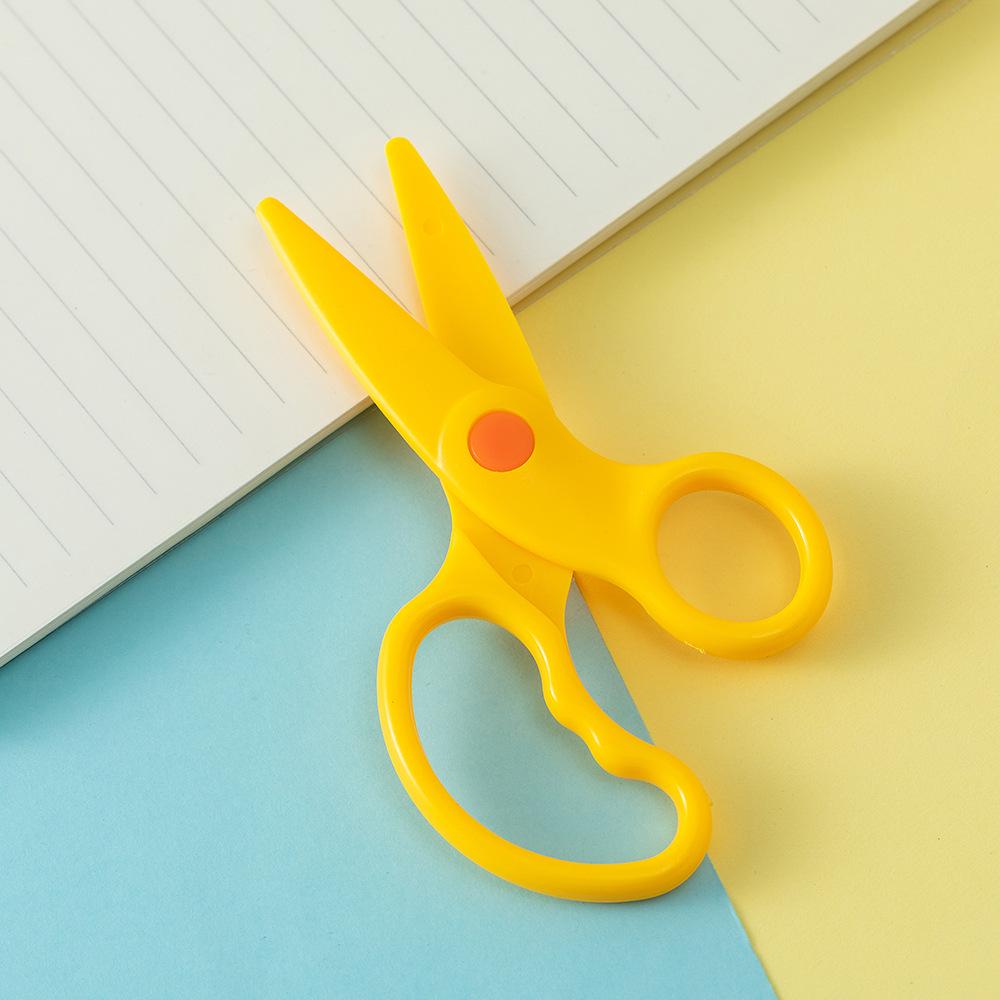 Children's Anti-Pinch Safety Scissors for Toddlers - Plastic Handicraft Scissors with Elastic Handles for Elementary School Students